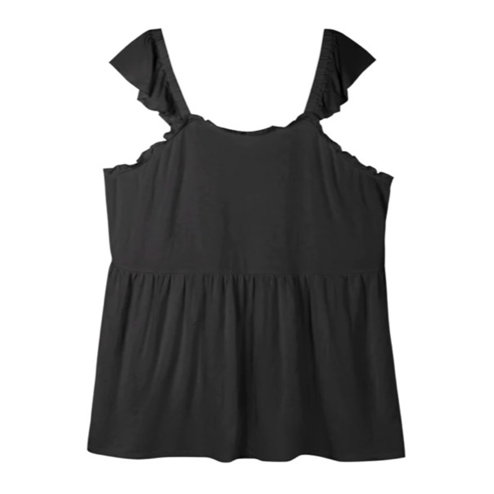 89th + Madison Ruffle Sleeve Tank 2X Black NWT
